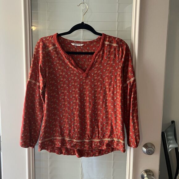 Mountain Khakis Women Peasant Top Medium Rust Relaxed Fit - Picture 1 of 5